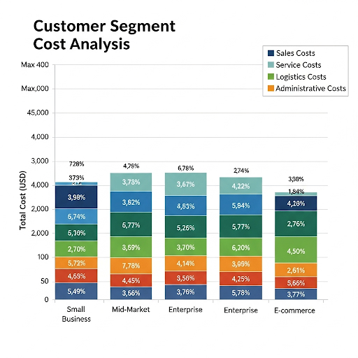 Cost breakdown chart showing detailed cost components for different customer segments