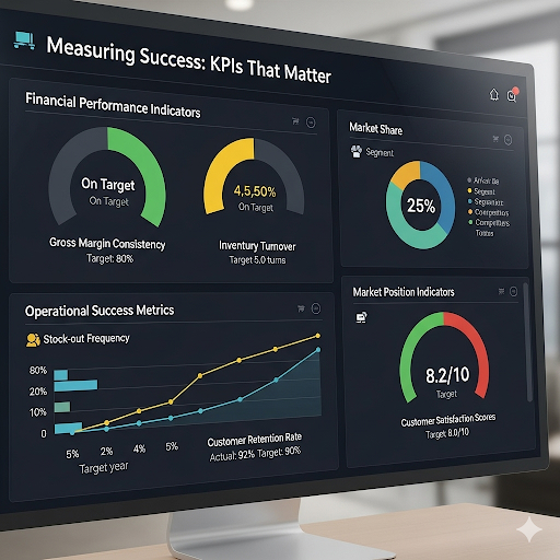 KPI dashboard showing actual vs target performance across key metrics