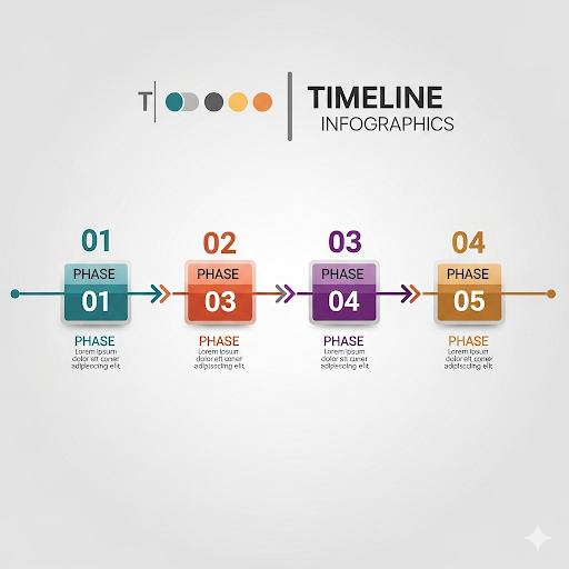 Timeline infographic showing implementation phases with key milestones